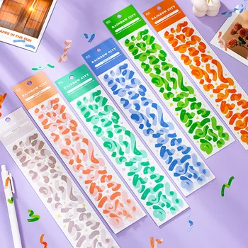 2 Yaprak Sevimli Gökkuşağı Şerit Yay PET Kağıt Dekoratif yapışkan çıkartmalar Scrapbooking Okul Malzemeleri 11