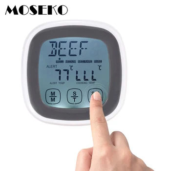 MOSEKO Ev Dijital Et dokunmatik ekran termometre gıda sondası BARBEKÜ fırın termometresi Mutfak Pişirme Araçları İle çalar saat 16