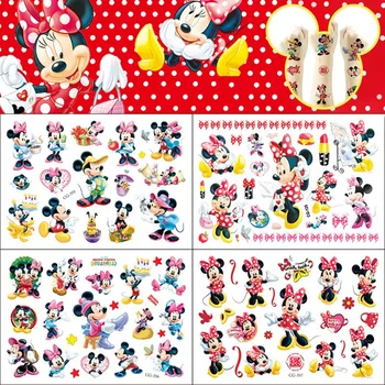 1 Adet Disney Mickey Minnie Mouse Çocuklar Dövme Etiket Anime Figürü Karikatür Kız doğum günü hediyesi Vücut Sanatı Su Geçirmez Dövme Çıkartma 5