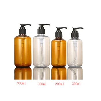 20 adet 200ml 300ml Boş Kahverengi Şeffaf pompa şişesi Emülsiyon Kozmetik Ambalaj duş şampuanı Jel Sıvı sabun Konteyner Şişe