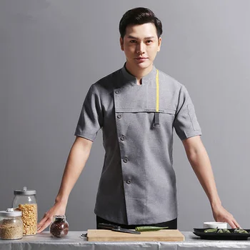 2020 Yüksek Kaliteli unisex şef üniforma Otel Mutfak iş elbiseleri Kısa Kollu Şef Restoran üniforma pişirme gömlek Ceket