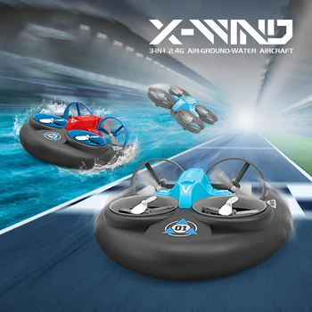 3 in 1 rc tekne drone araba su kara ve hava oyuncak arabalar 2.4 G radyo uzaktan kumanda gemi uçak hovercraft su oyunu hediye için erkek
