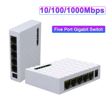 5 Port 10/100/1000 Mbps Gigabit Anahtarı Ağ Anahtarı Ethernet adaptörü RJ45 Ethernet Switcher LAN Anahtarlama Hub ile Güç Adaptörü