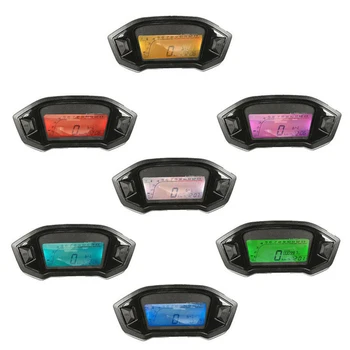 7 Renk LCD Dijital Evrensel Ölçer Takometre Kilometre Kilometre Sayacı Dişli Yakıt Göstergesi Motosiklet Aksesuarları İçin
