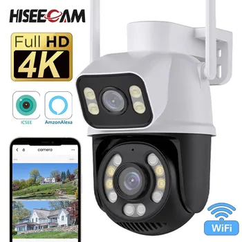 8MP 4K Wifi PTZ Kamera Çift Lens IP kamera Açık Çift Ekran Aı İnsan Otomatik İzleme Güvenlik CCTV gözetim kamerası Kamera İCsee APP