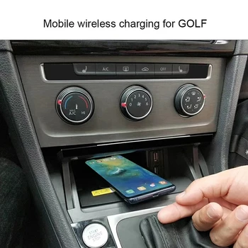 Araba QI Kablosuz şarj Volkswagen VW Golf 7 için MK7 2013-2018 cep telefonu tutucu telefon şarj cihazı hızlı şarj aksesuarları iç