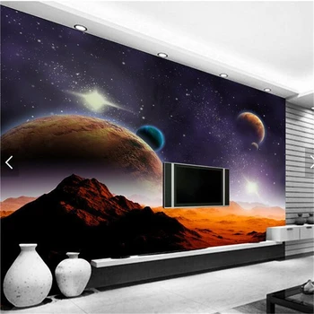 beibehang fotoğraf duvar kağıdı 3D stereo alien kozmik yıldız TV zemin oturma odası yatak odası cafe yaratıcı kanepe arka plan duvar kağıdı