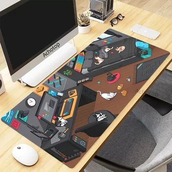 Büyük Oyun Mouse Pad Piksel Kedi ofis konferans odası masası Mat PC Gamer İçin Kauçuk Kawaii Mousepad XXL 900x400MM Bilgisayar Fare Mat Sevimli Halı