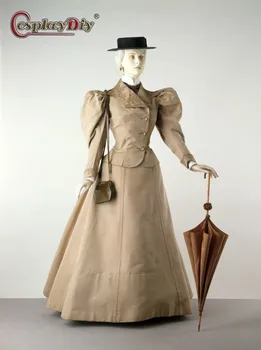 Cosplaydiy viktorya dönemi tarzı elbise Edward Balo Film Cosplay Bishop Kollu Gömlek ve Etek Tarihi Bayan Edward giyim