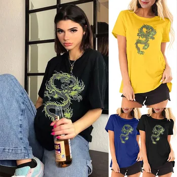 Gangsta ' Bir Elbise Japon Ejderha T Shirt Estetik Yeşil Ejderha Sembolü Japonya Dövme Sanatı Giyim Sevimli Yenilik Grafik Tee Üst