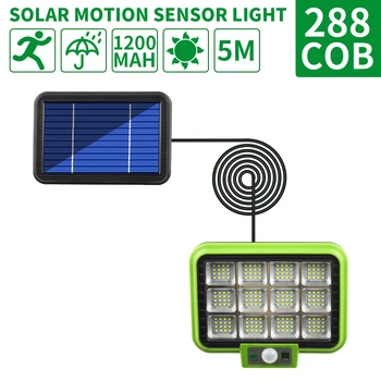 Güneş ışıkları açık hareket sensörü w / 288 parlak COB LED 3 aydınlatma modları kablolu güvenlik güneş sel ışıkları kapalı açık