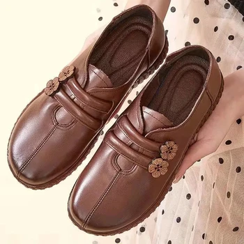 Hakiki Deri anne ayakkabısı Bahar Yeni Tek ayakkabı kadın kaymaz Oxford ayakkabı Anne Rahat Bayan ayakkabıları zapatos mujer