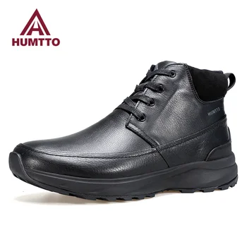 HUMTTO yarım çizmeler Erkekler için Kış Lastik Platform Çizmeler Lüks Tasarımcı Su Geçirmez ayakkabı Erkek İş Güvenliği Taktik Spor Ayakkabı Adam