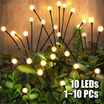 LED güneş ışıkları 1~10 adet açık Firefly lamba bahçe dekorasyon su geçirmez bahçe ev çim Havai fişek yeni yıl noel
