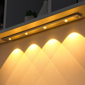 LED Hareket Sensörü gece ışıkları Ultra İnce dolap altı ışığı Kablosuz USB Yatak Odası Mutfak Dolap Kapalı Manyetik Aydınlatma