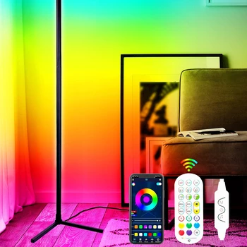 LED Zemin Lambası RGB Modern Tarzı Zemin Lambası Bilgisayar Odası Yatak Odası Başucu sanat dekoru Kapalı Atmosferik Ayakta Standı Aydınlatma