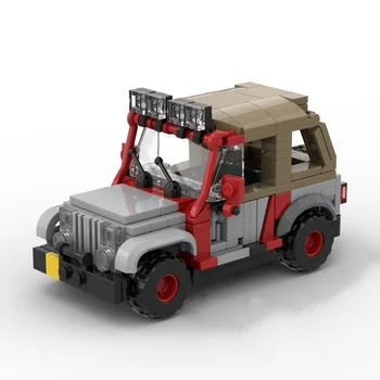 MOC-48461 Jurassic Park Personel Jeep Yumuşak Üst Yapı Taşı Modeli Eklenmiş Oyuncak Bulmaca Çocuk Hediye