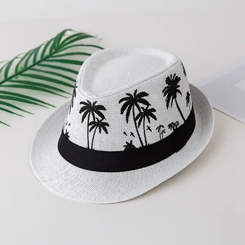 Palmiye Ağacı güneş koruma şapkası Unisex Küçük Ağız Hasır Şapka Yaz Nefes plaj şapkası Erkekler Yaz Kap Caz Şapka Sombreros De Mujer