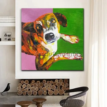 Pop art köpek Evcil tuval üzerine modern soyut yağlıboya el yapımı yağlıboya Hayvan Pop Art Ev Dekor Oturma Room2