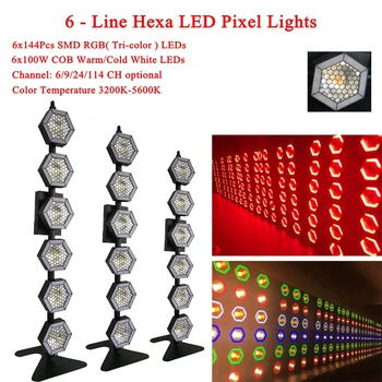 Profesyonel sahne ışığı DJ ekipmanları 6x100W 6-Line Hexa LED piksel ışıkları sahne etkisi lambası disko parti kulübü DJ Strobe ışıkları