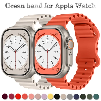 Silikon Okyanus Kayışı apple saat bandı 44mm 45mm 40mm Watchband Apple Watch Bilezik Correa İwatch Serisi 8 Ultra 6 Se 5 3 7