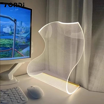 TONDI iskandinav tasarımcı LED akrilik ışık kılavuzu zemin lambası yaratıcı oturma odası ev dekorasyon yatak odası Art Deco lambaları