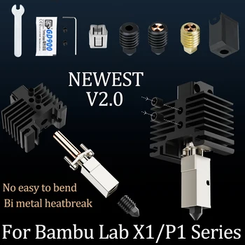 V2. 0 Bambu Laboratuvar P1P Hotend x1 Hotend Cht Memesi P1P Termistör Yüksek Hızlı Cht Sertleştirilmiş Meme Seramik ısıtıcı Bi Metal Boğaz