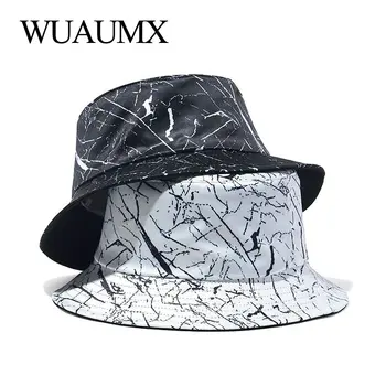 Wuaumx Yaz Kova Şapka Kadın Siyah Beyaz erkek Balıkçı Şapka Packable Geri Dönüşümlü güneş şapkaları Yürüyüş Plaj Kap Gençler Panama Kap
