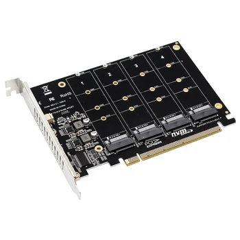 YENİ NVME Raıd Kartı PCI Express 4. 0X16 ila 4 Port NVME Genişleme Kartı Adaptörü 4x32gbps M. 2 NVME SSD M Anahtar PCI-E Bölünmüş Kart Yükseltici